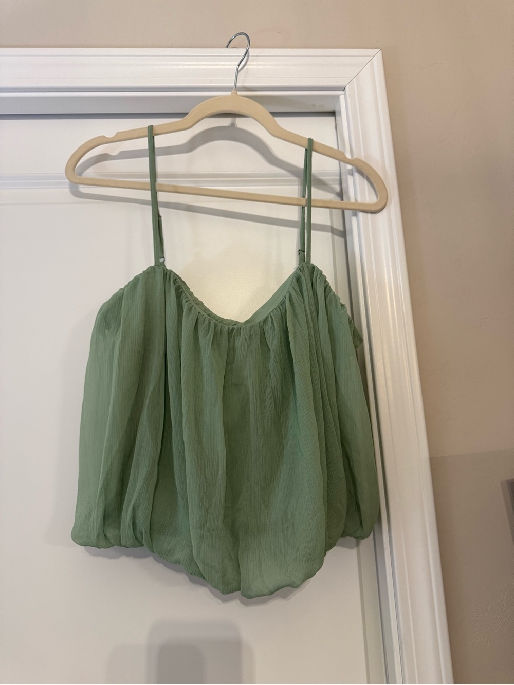 Abercrombie & Fitch Sage Green Chiffon Spaghetti Strap Camisole